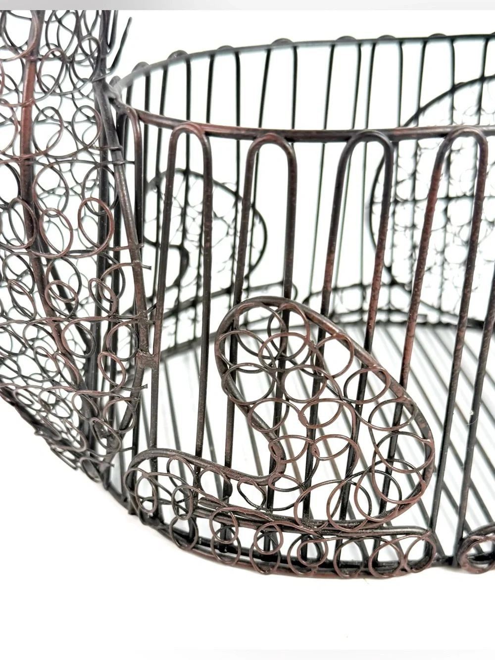 Vintage Black Wire Reindeer Basket  Christmas Holiday decor